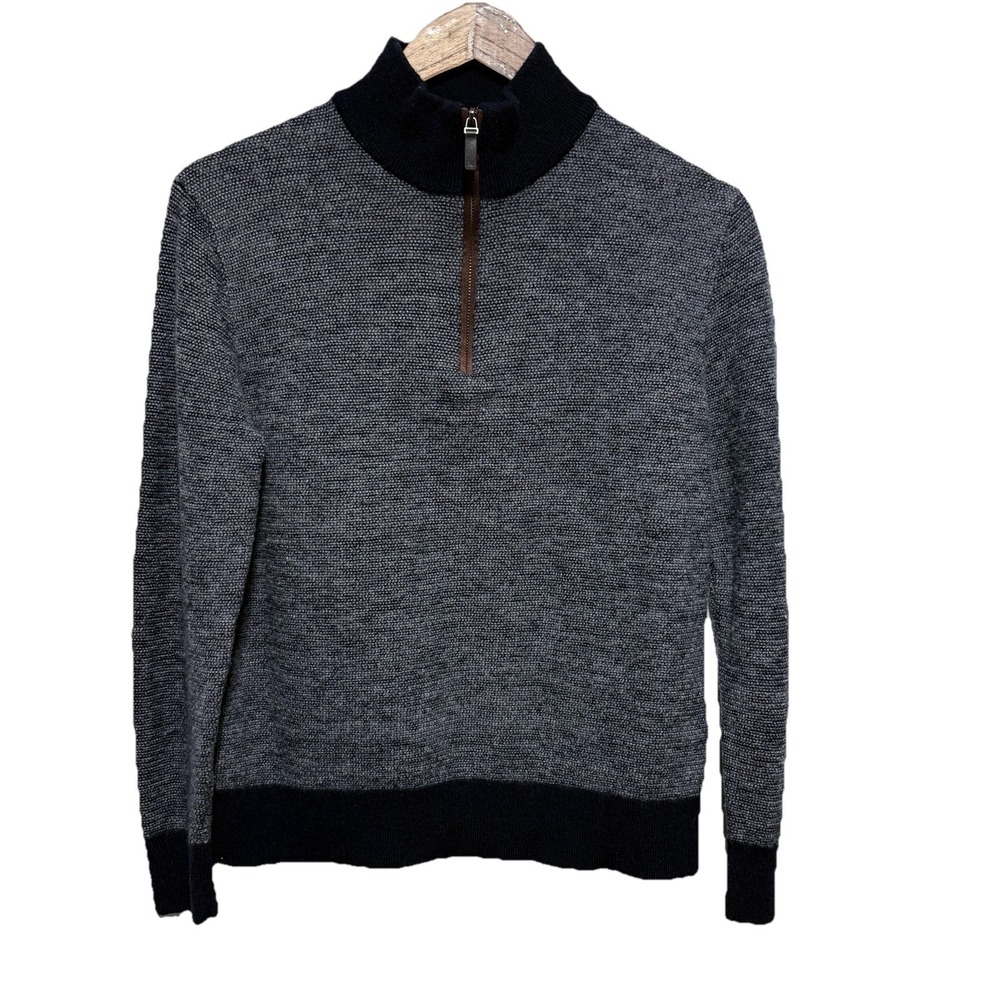Untuckit Sweater Womens M Gray Zip Neck Long Sleeve Merino Wool Knit